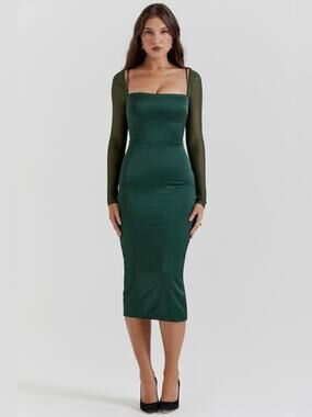 House of CB Ellica Emerald Green Midi Dress S